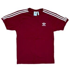 Adidas Retro Logo Embroidered Maroon & White Classic T-Shirt, Men's Large